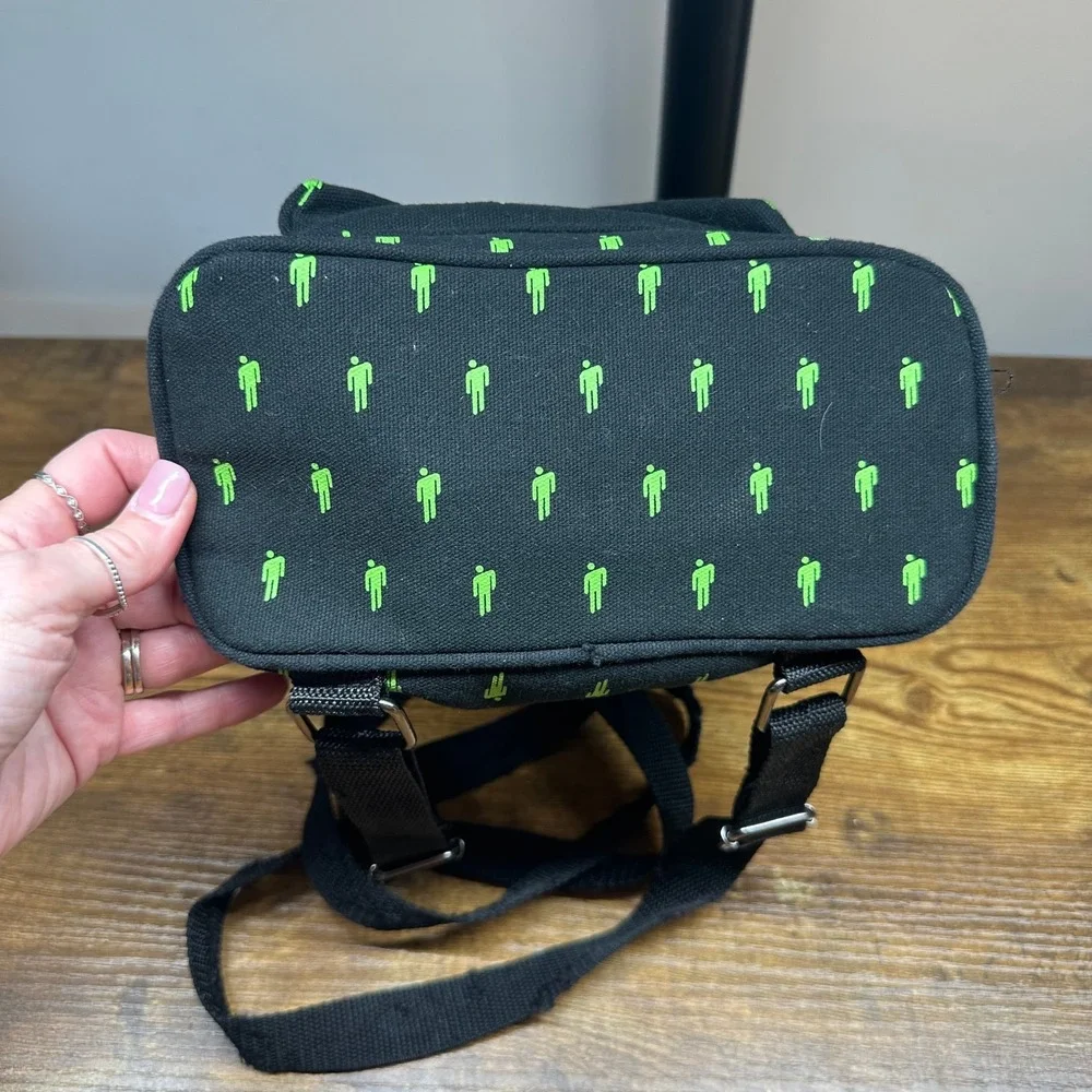 Billie Eilish Blohsh Mini Backpack Black Green Canvas Small Daypack Bag FLAW